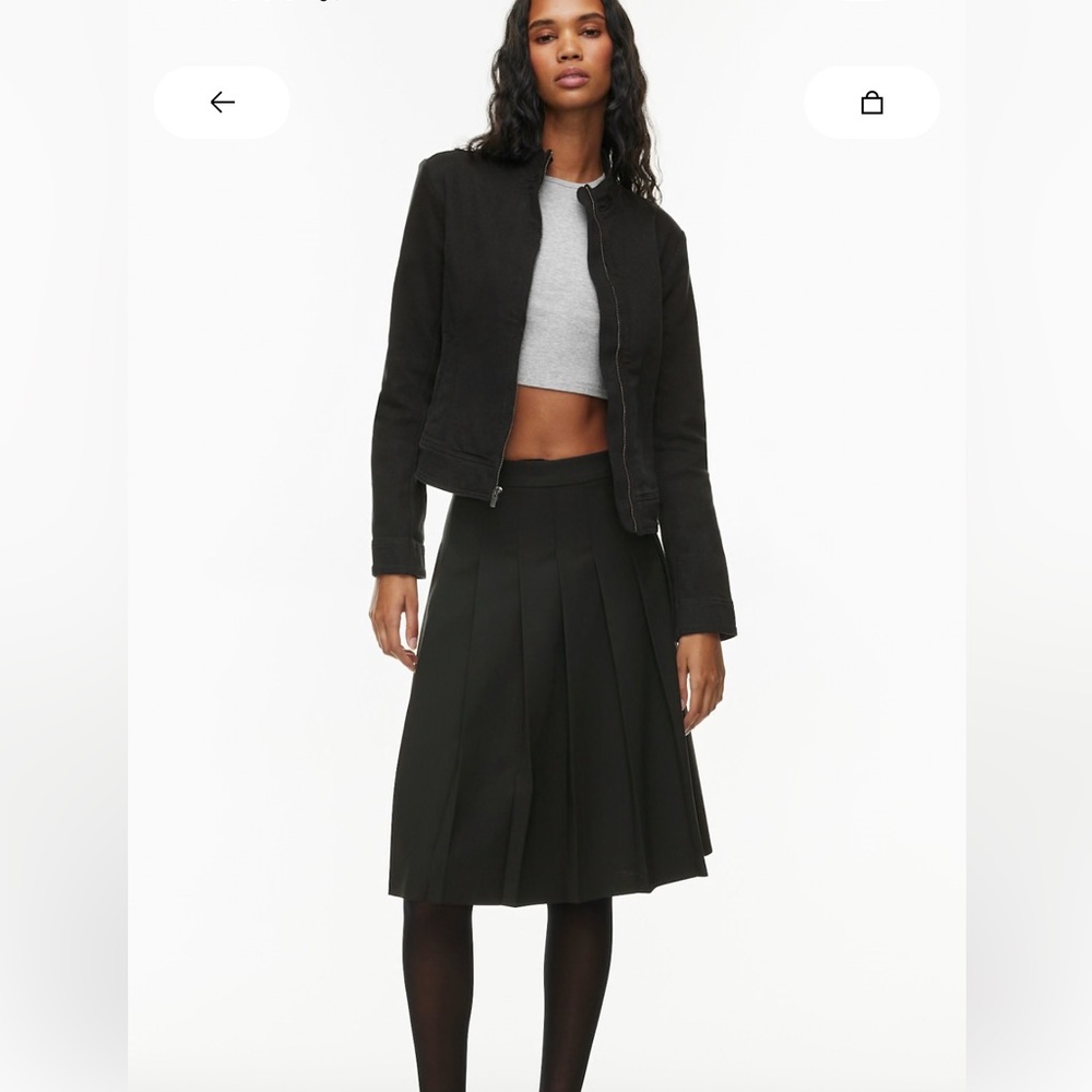 Aritzia Olive Midi Pleated Skirt - Picture 3 of 13